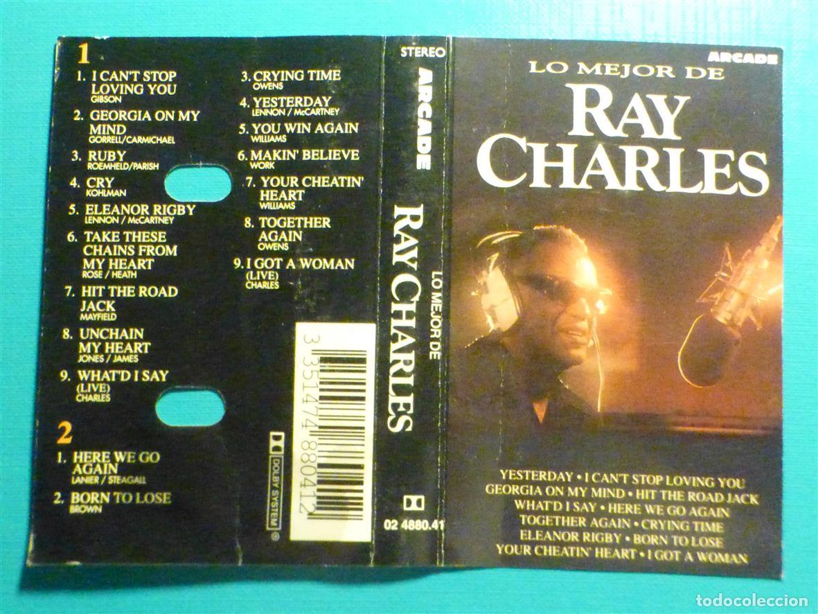 Casetes antiguos: Car&aacute;tula de Cassette - Lo Mejor de Rayy Charles - Arcade - Sin Cinta -