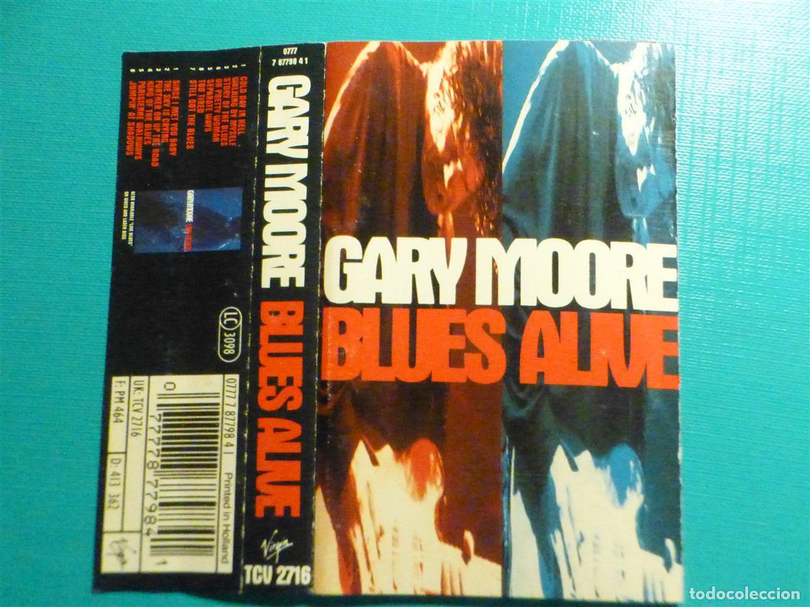 Casetes antiguos: Car&aacute;tula de Cassette - Gary Moore - Blues Alive - Virgin - Sin Cinta -
