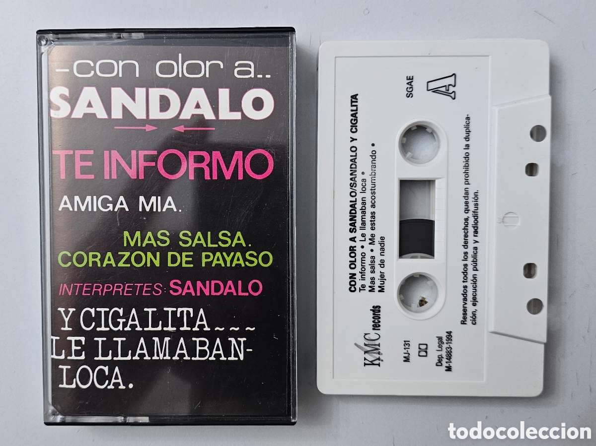 Casetes antiguos: CASSETTE SANDALO Y CIGALITA - Con olor a Sandalo (Espa&ntilde;a - KMC - 1994) Pop Rumba Flamenco MUY RARA