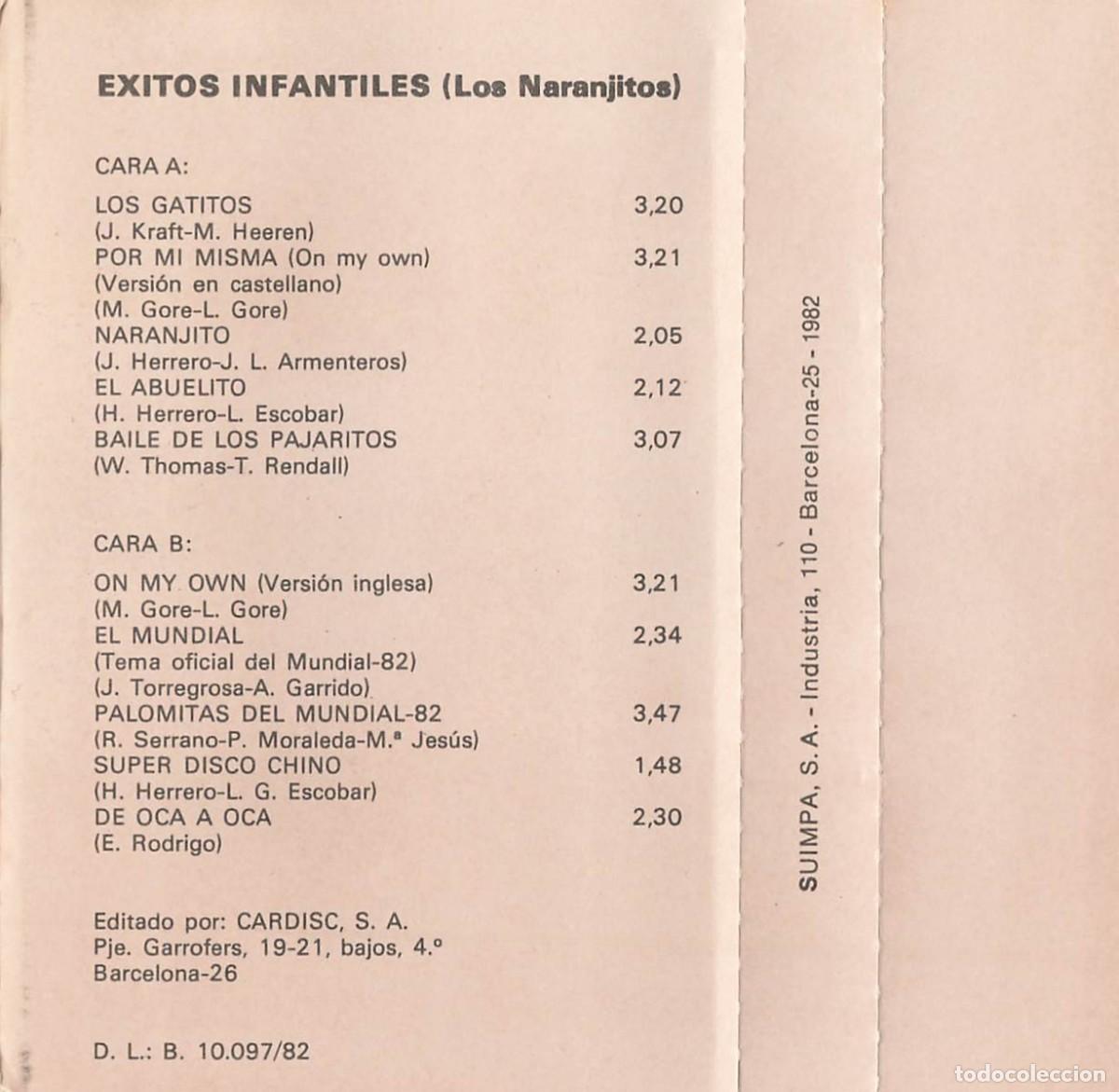 Casetes antiguos: Los naranjitos - Los Gatitos - &Eacute;xitos Infantiles (Cassette) - Foto 2