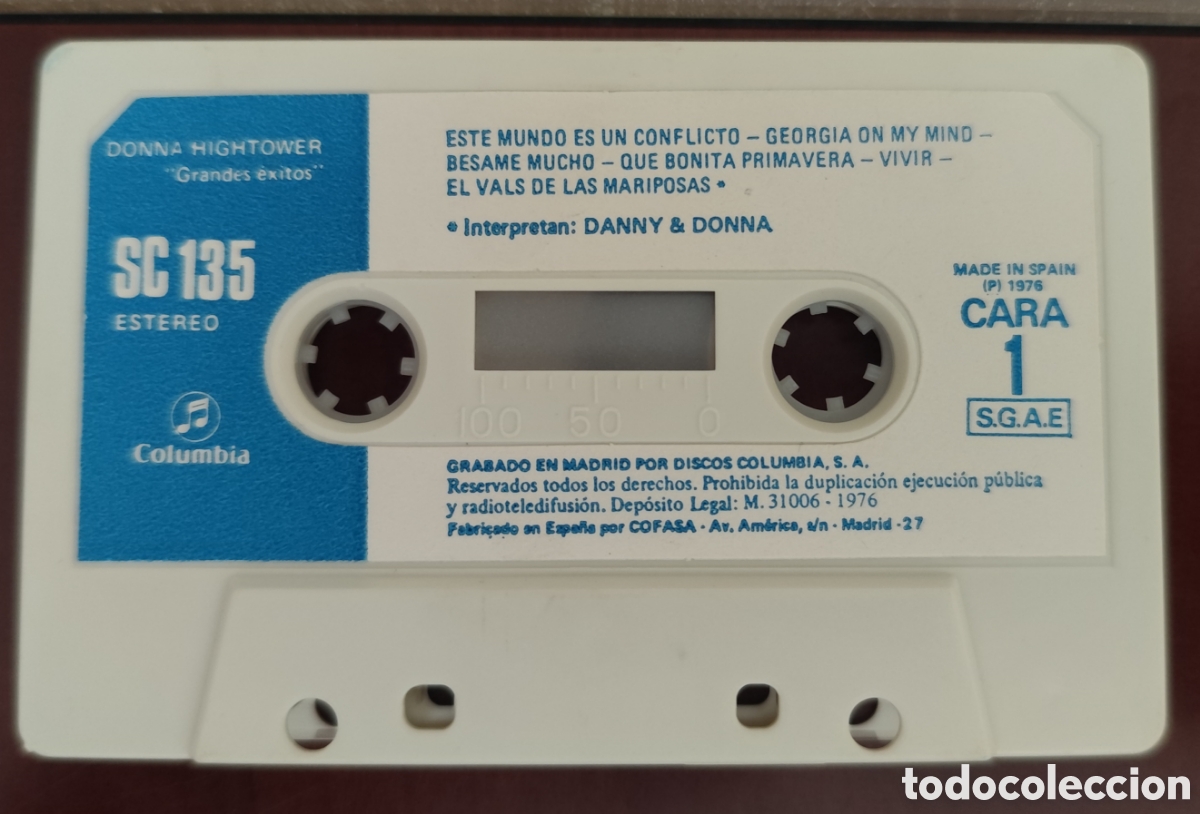 Casetes antiguos: DONA HIGHTOWER CINTA DE CASSETE. GRANDES &Eacute;XITOS, A&Ntilde;O 1976 - Foto 2