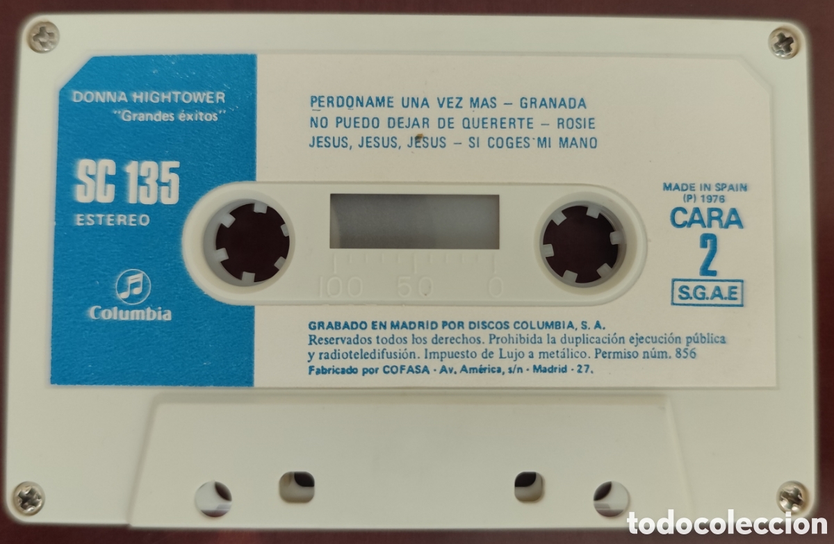 Casetes antiguos: DONA HIGHTOWER CINTA DE CASSETE. GRANDES &Eacute;XITOS, A&Ntilde;O 1976 - Foto 3