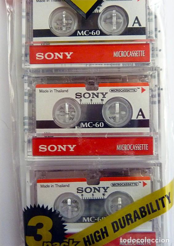 Casetes antiguos: PACK DE 3 MICROCASETES SONY MC 60 - PACK PRECINTADO - Foto 2