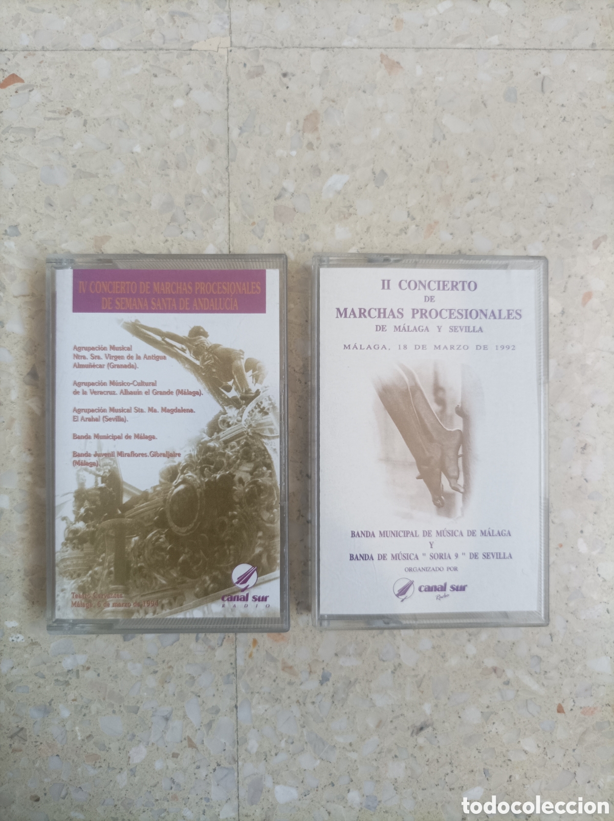 Casetes antiguos: Lote 2 cassette conciertos marcha procesionales de M&aacute;laga y Sevilla Semana santa canal sur