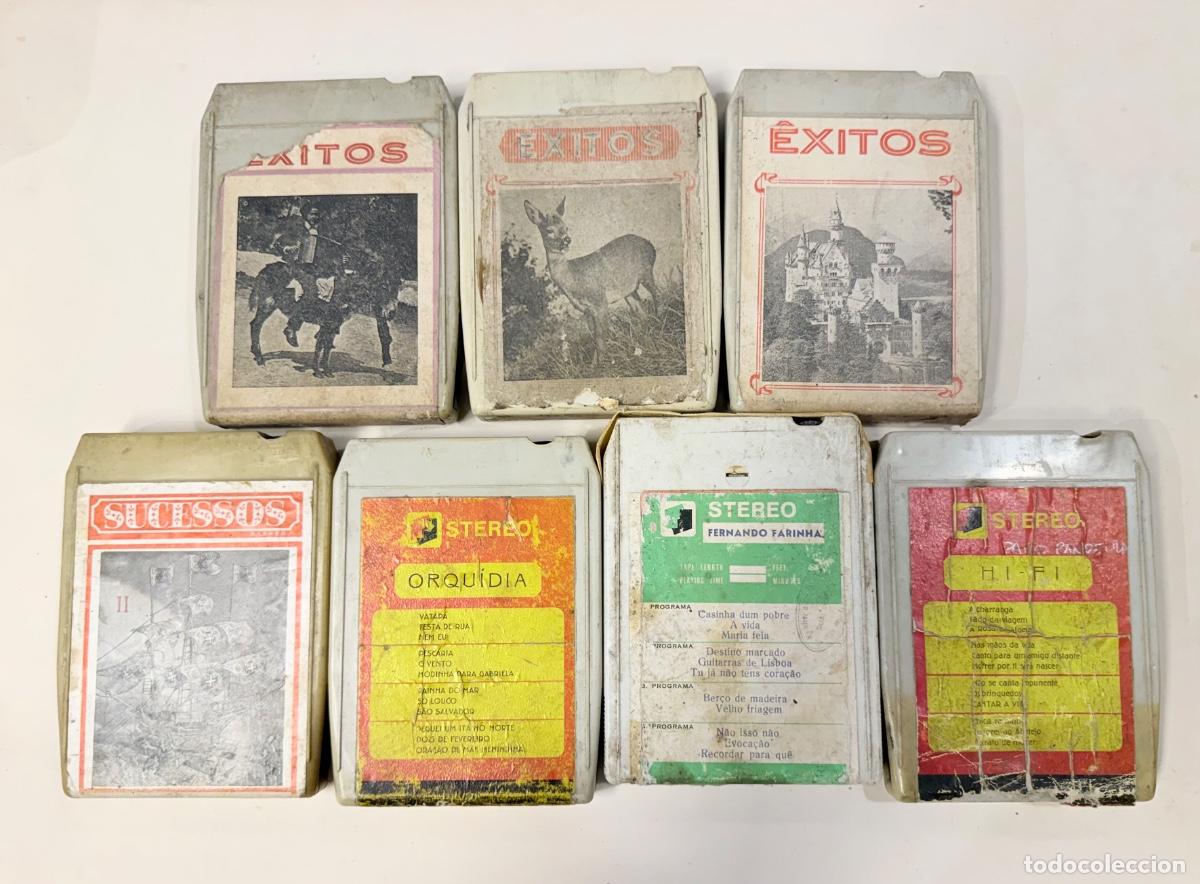 Casetes antiguos: 7 cartuchos de 8 pistas m&uacute;sica portuguesa