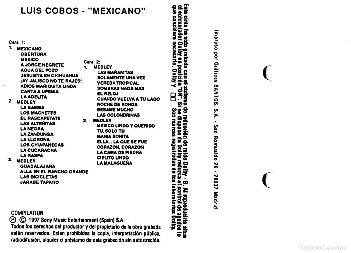 Casetes antiguos: Luis Cobos - Mexicano (Cassette) - Foto 6