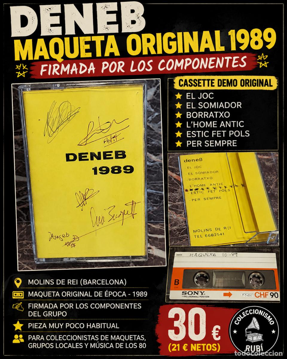 Casetes antiguos: DENEB | MAQUETA ORIGINAL FIRMADA | 1989 | MOLINS DE REI | CASSETTE DEMO