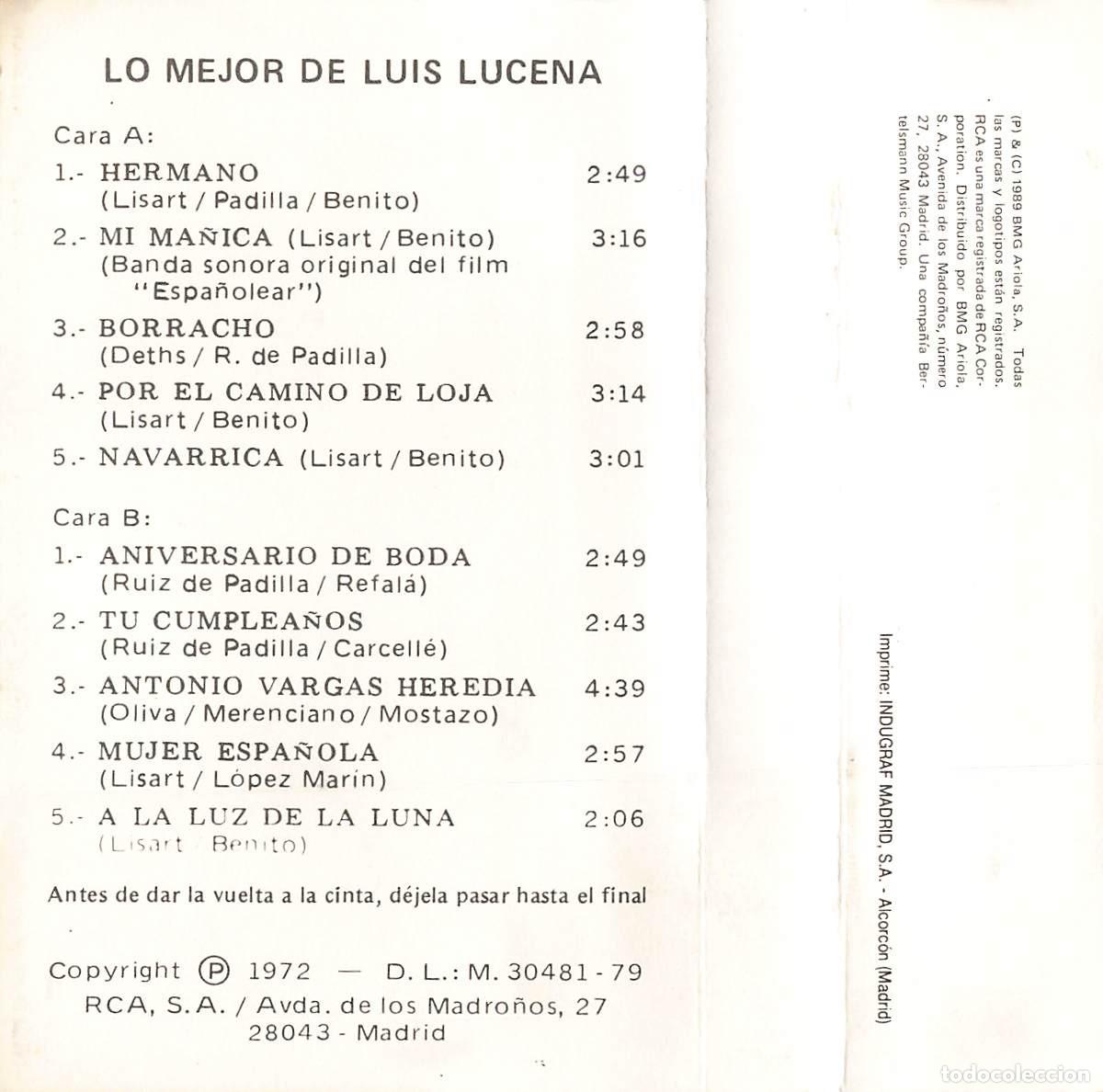 Casetes antiguos: Luis Lucena - Lo Mejor (Cassette) - Foto 6