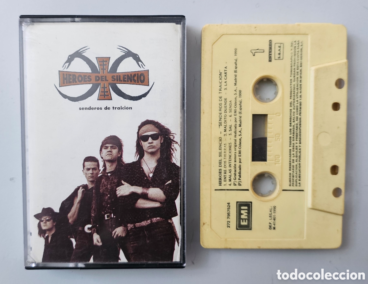 Casetes antiguos: CASSETTE HEROES DEL SILENCIO - Senderos de traici&oacute;n (Espa&ntilde;a - EMI - 1990) 1&deg; EDICION