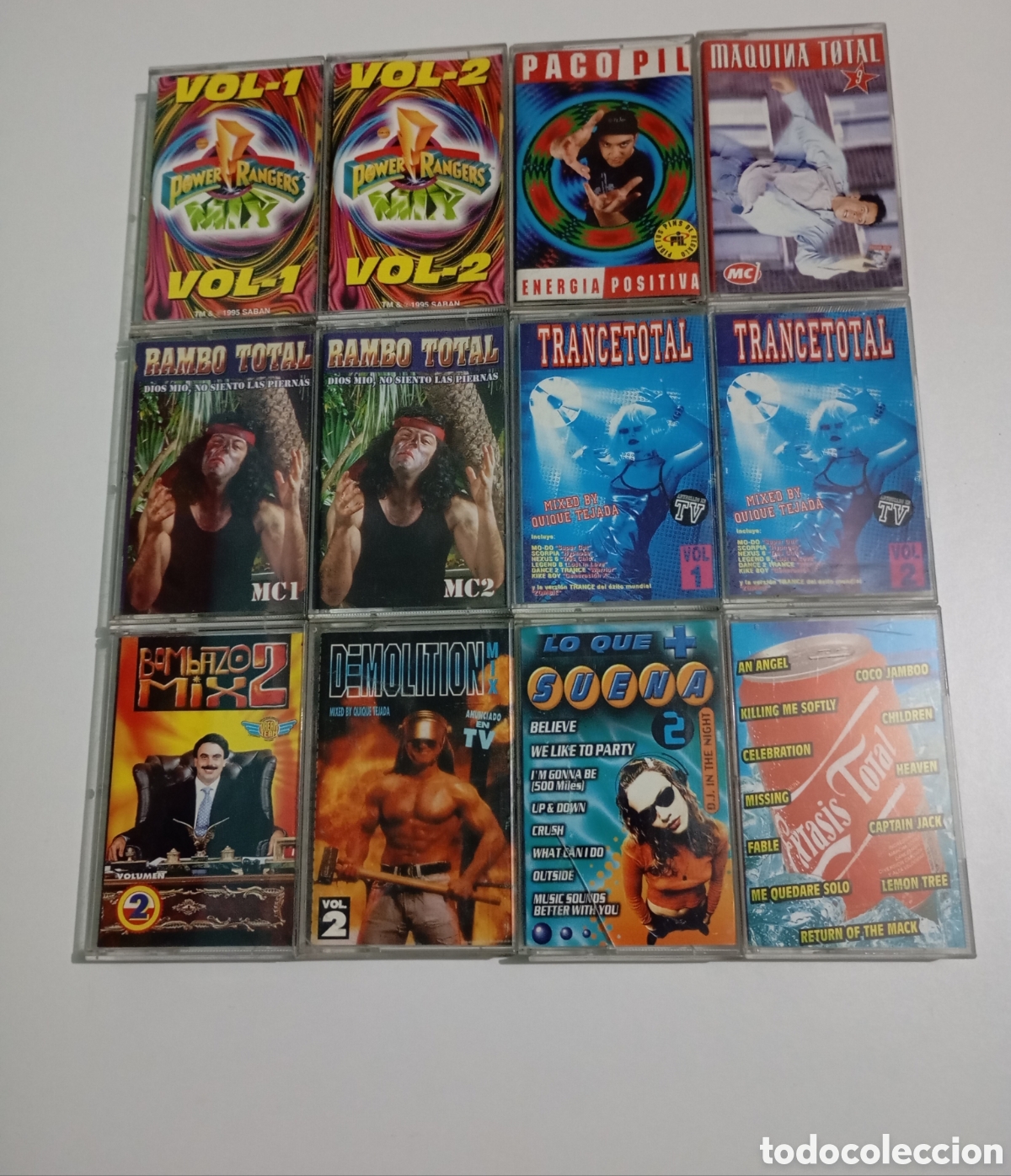 Casetes antiguos: M&uacute;sica electr&oacute;nica Techno Dance Power Rangers M&aacute;quina Total 9 Trancetotal Demolition Mix Rambo Tota