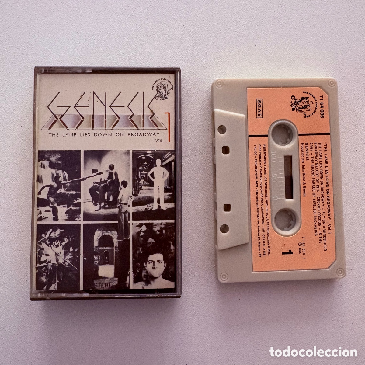Casetes antiguos: cinta cassette Genesis &lrm;&ndash; The Lamb Lies Down On Broadway 1 edicion espa&ntilde;ola de 1975