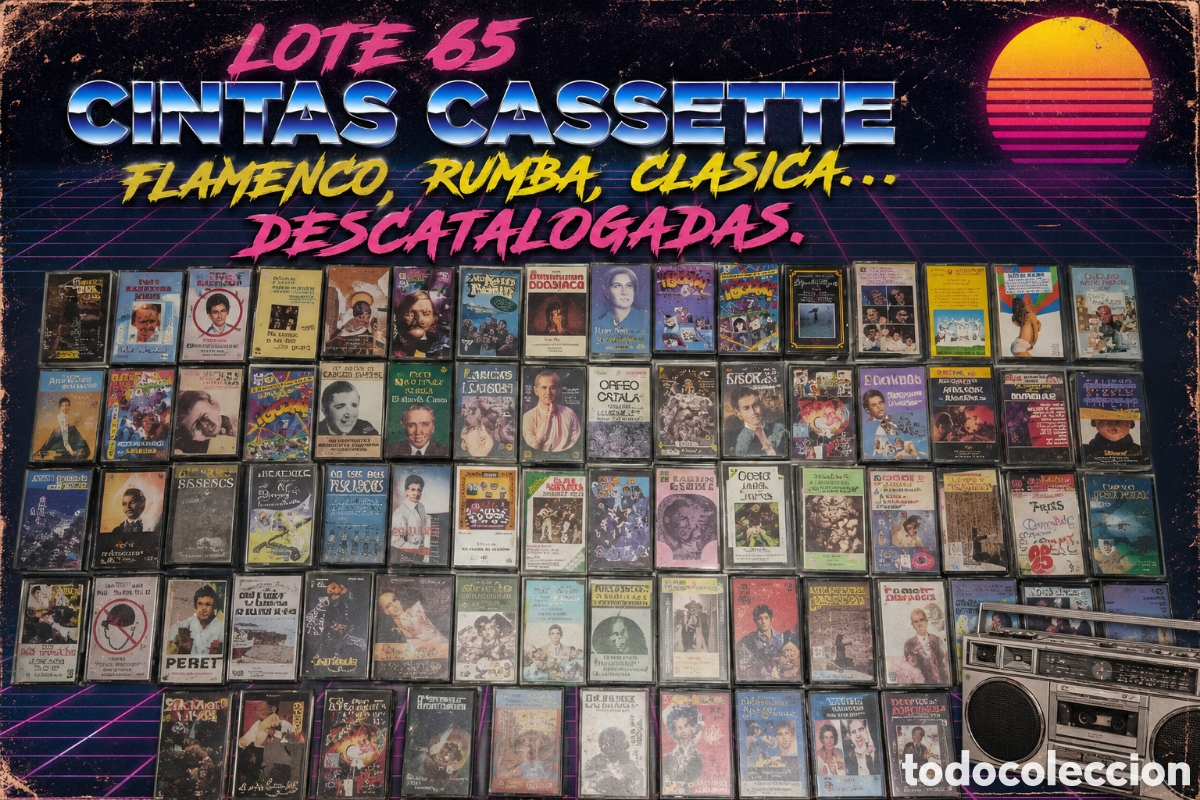 Casetes antiguos: Lote 65 cintas de casete originales M&uacute;sica Espa&ntilde;ola e Internacional &ndash; Colecci&oacute;n Vintage 20% discound