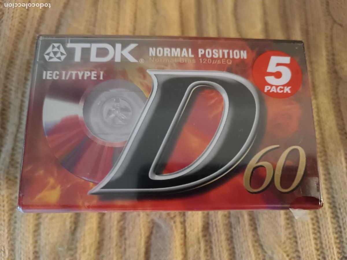 Casetes antiguos: PACK DE 5 CINTAS DE CASSETTE VIRGEN TDK D 60 NORMAL POSITION