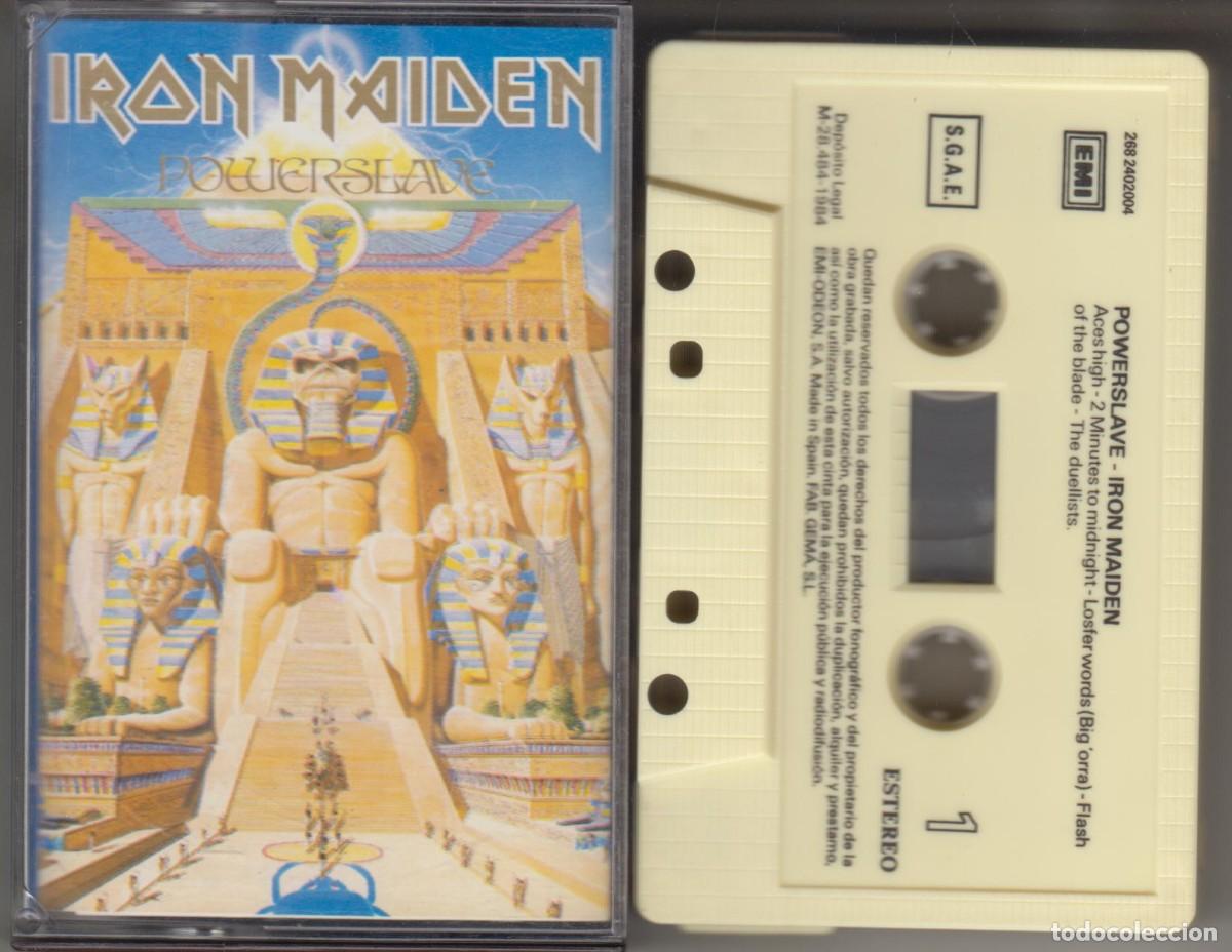 Casetes antiguos: Iron Maiden cassette Powerslave 1984 EMI Spain