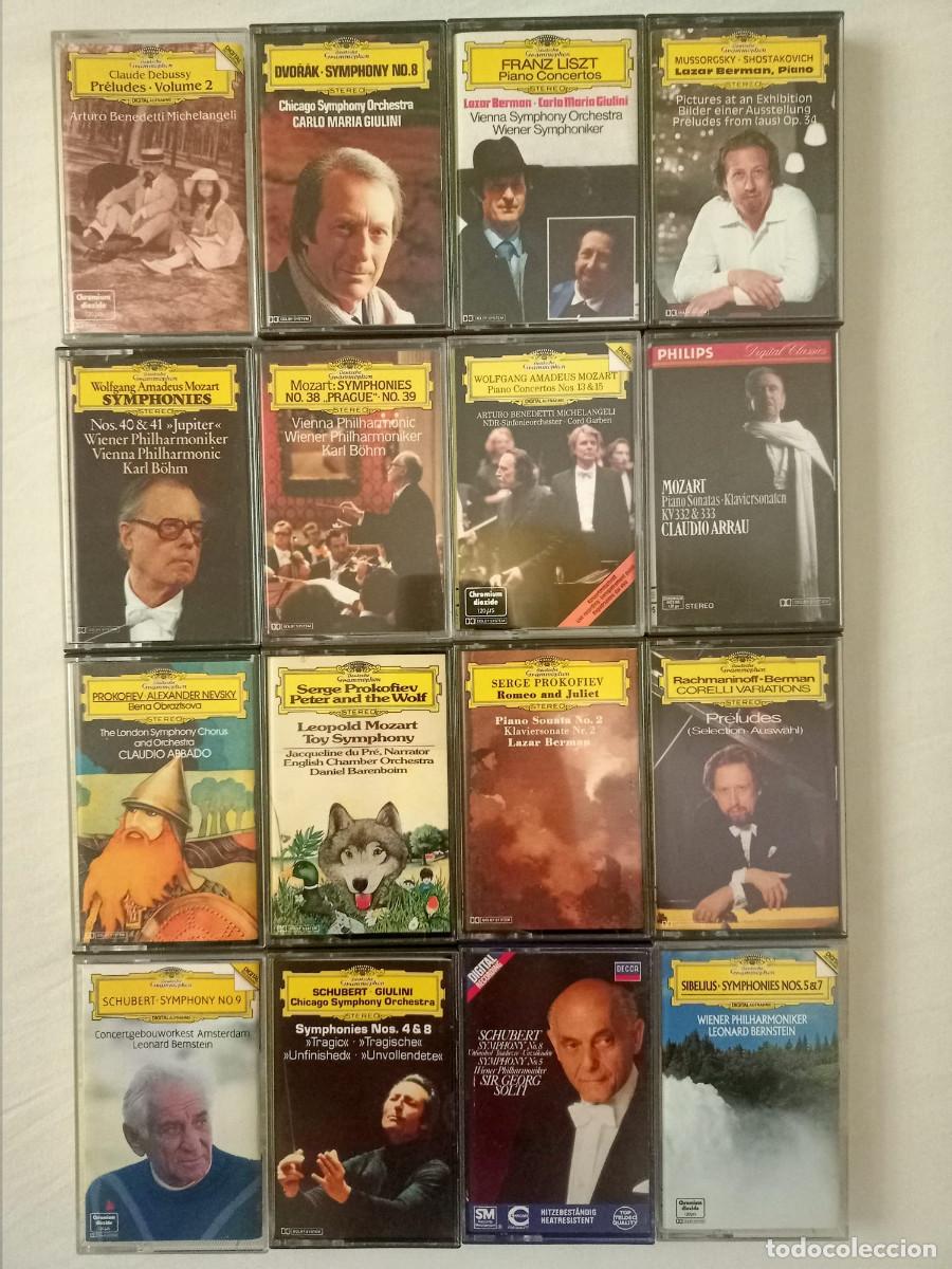 Casetes antiguos: Lote 154 cassettes de m&uacute;sica cl&aacute;sica &ndash; Deutsche Grammophon, Decca, Philips, EMI &ndash; Karajan, Abbado, B