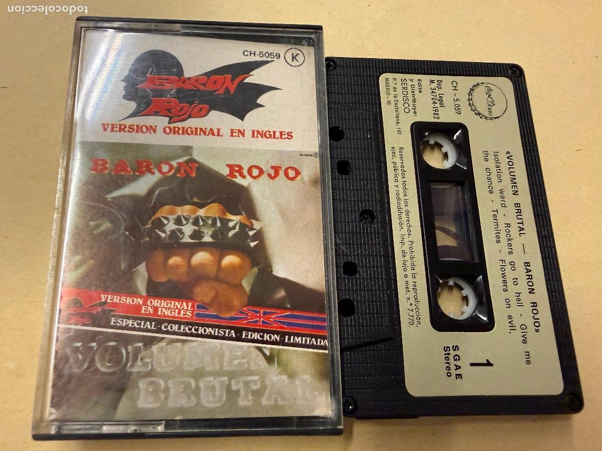 Cassette antiche: BARON ROJO. Volumen Brutal. Version original en ingles. Antiguo casette. Casete. Juegos