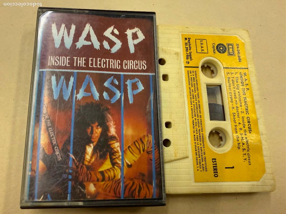Casetes antiguos: WASP. INSIDE THE ELECTRIC CIRCUS. Antiguo casette. Casete. Juegos