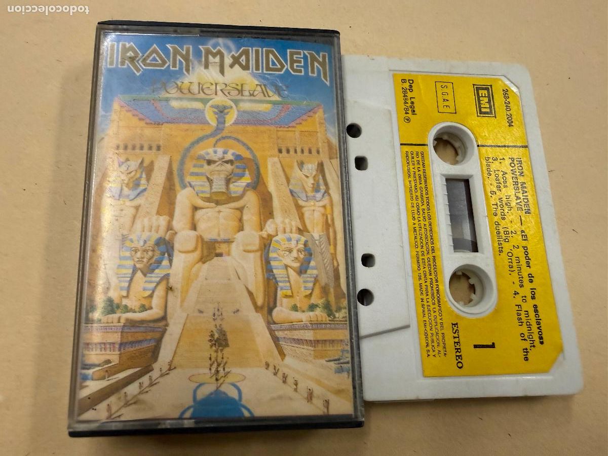Casetes antiguos: IRON MAIDEN. POWERSLAVE. Antiguo casette. Casete. Juegos