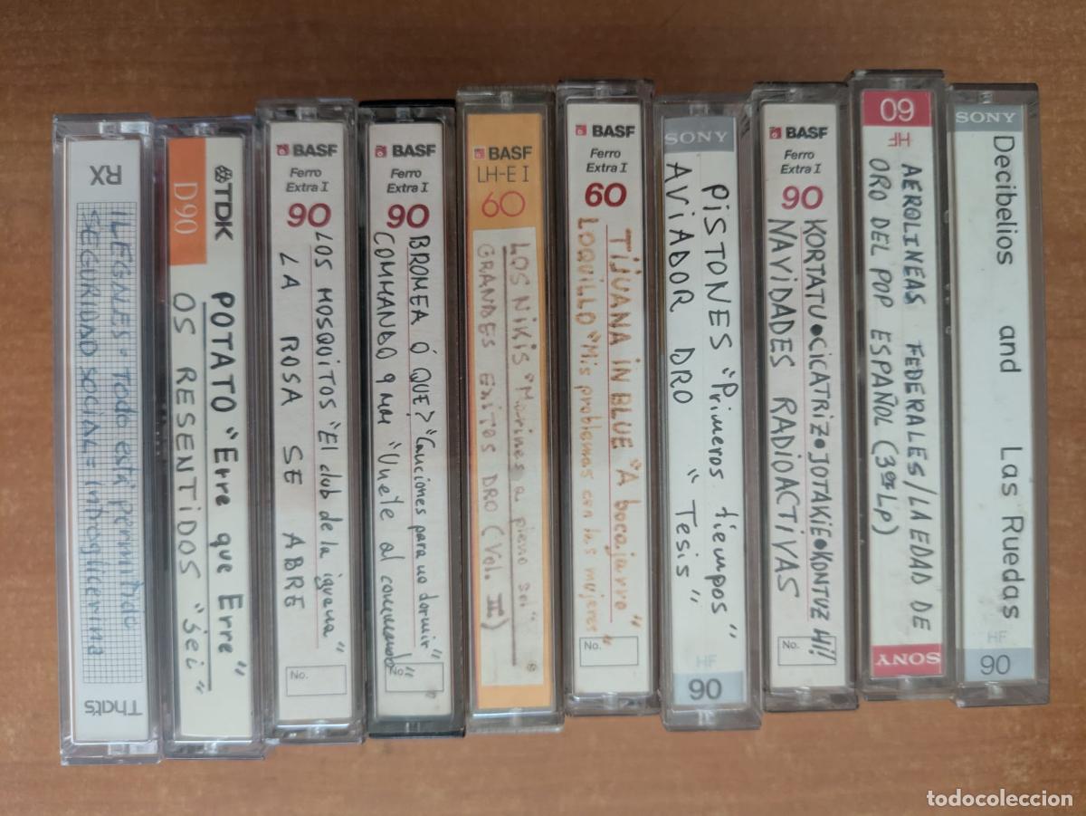 Casetes antiguos: Lote 10 cassettes grabadas. Decibelios. Las Ruedas. Aerolineas Federales. Kortatu. Cicatriz. etc