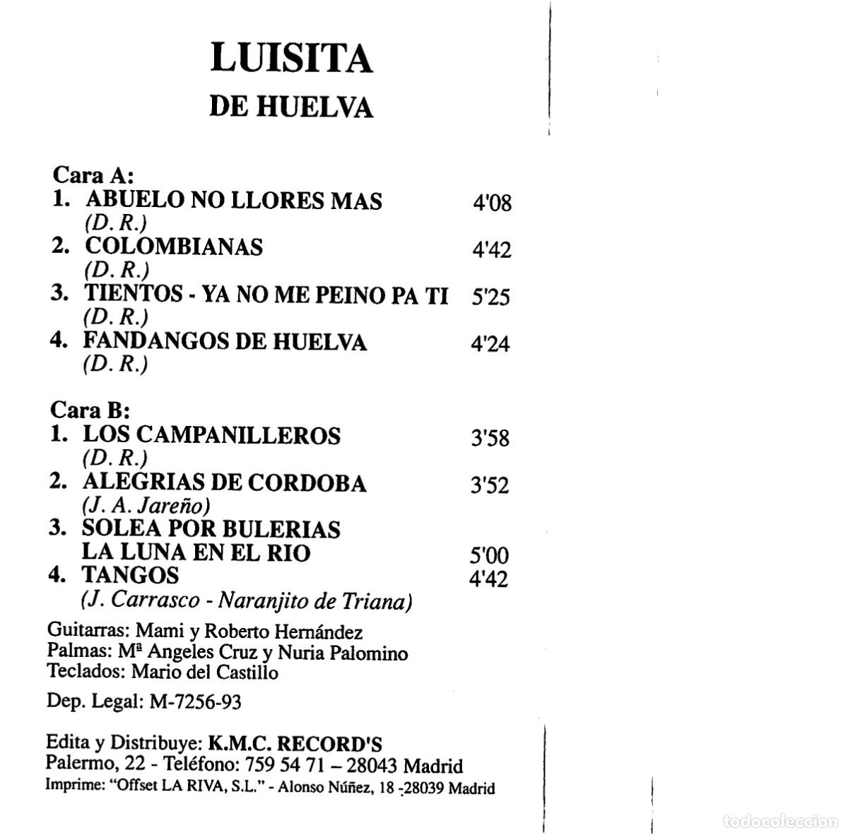Casetes antiguos: Luisita de Huelva (Cassette) - Foto 2