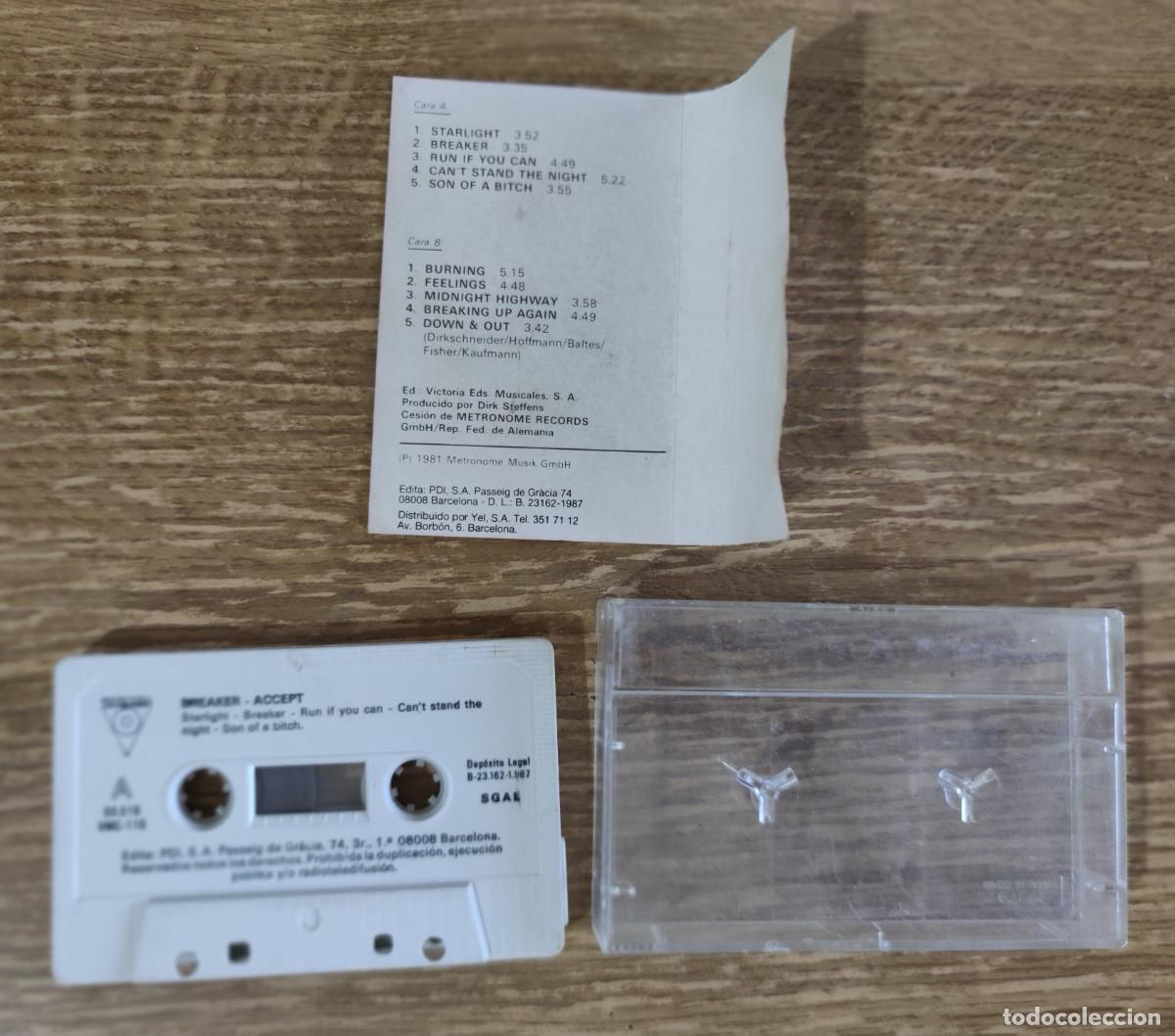 Casetes antiguos: Cassette Accept - Breaker (1981) Ed. espa&ntilde;ola - Foto 3