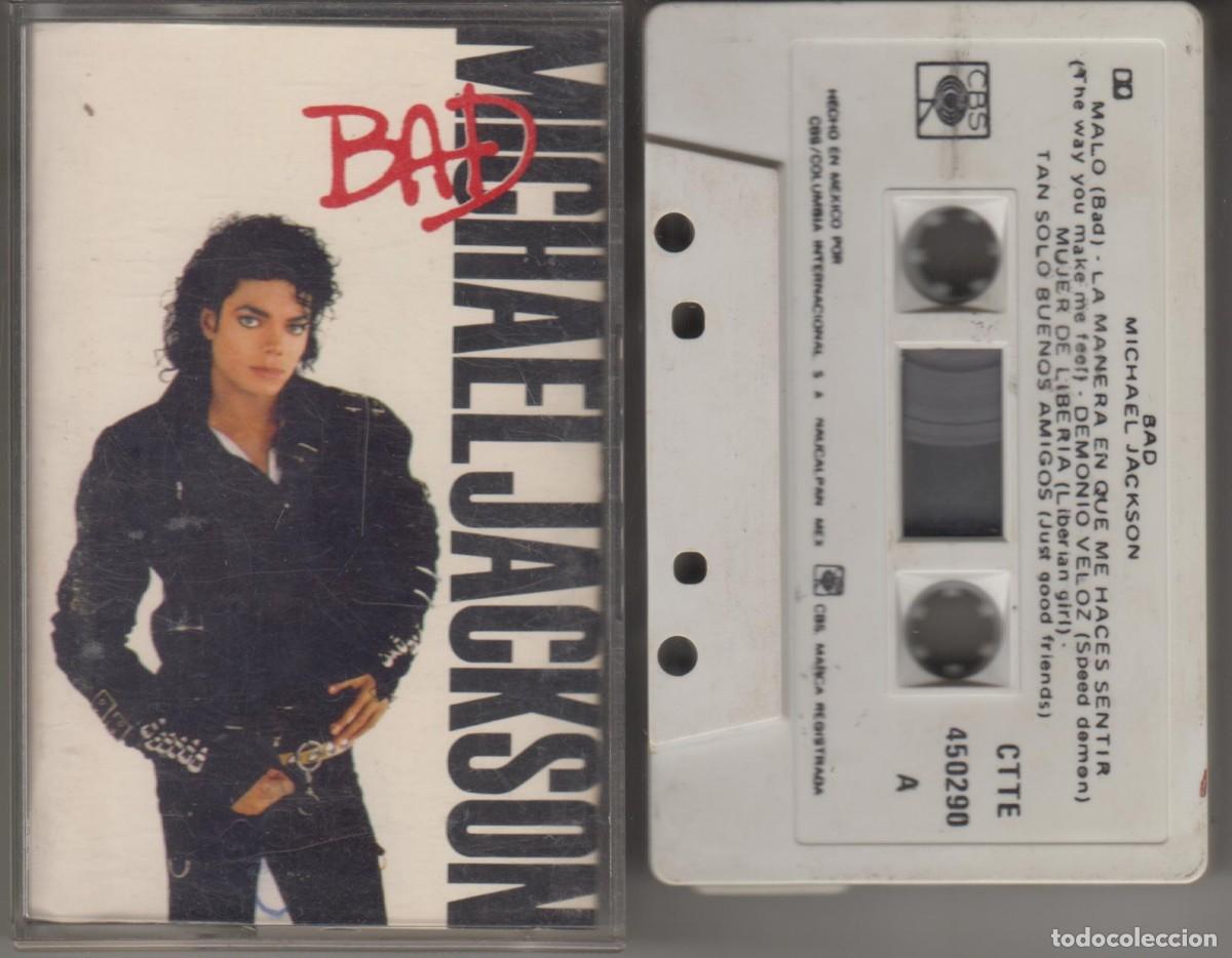 Casetes antiguos: Michael Jackson cassette Bad 1987 Edici&oacute;n M&eacute;xico (T&iacute;tulos en espa&ntilde;ol)