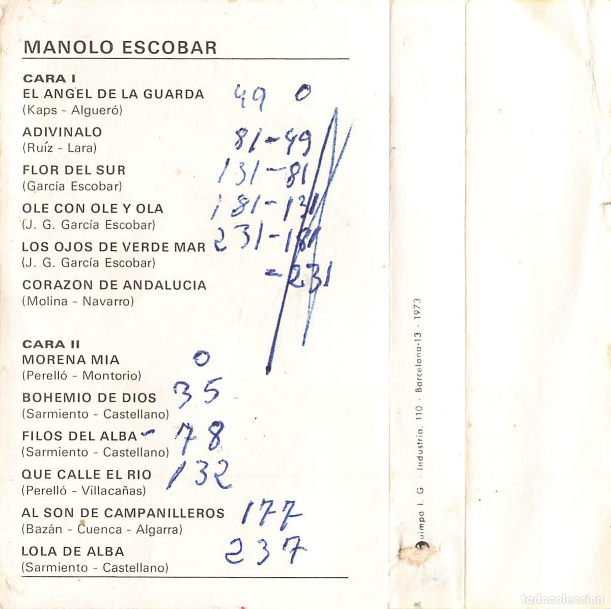 Casetes antiguos: Manolo Escobar (Cassette) - Foto 2