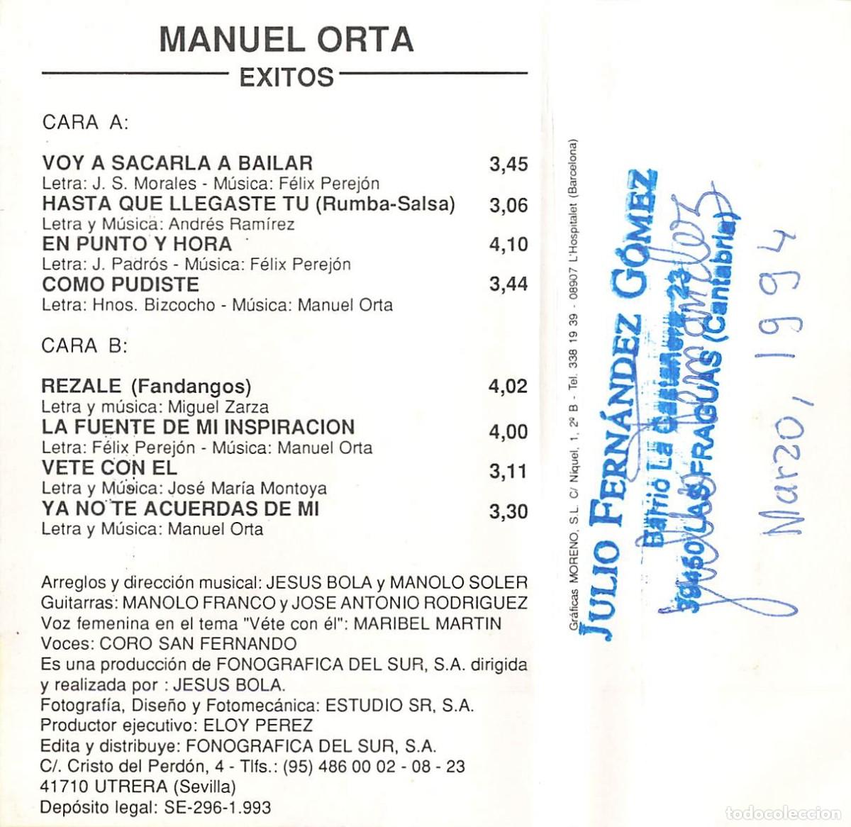 Casetes antiguos: Manuel Orta - Vol. 5 (Cassette) - Foto 6