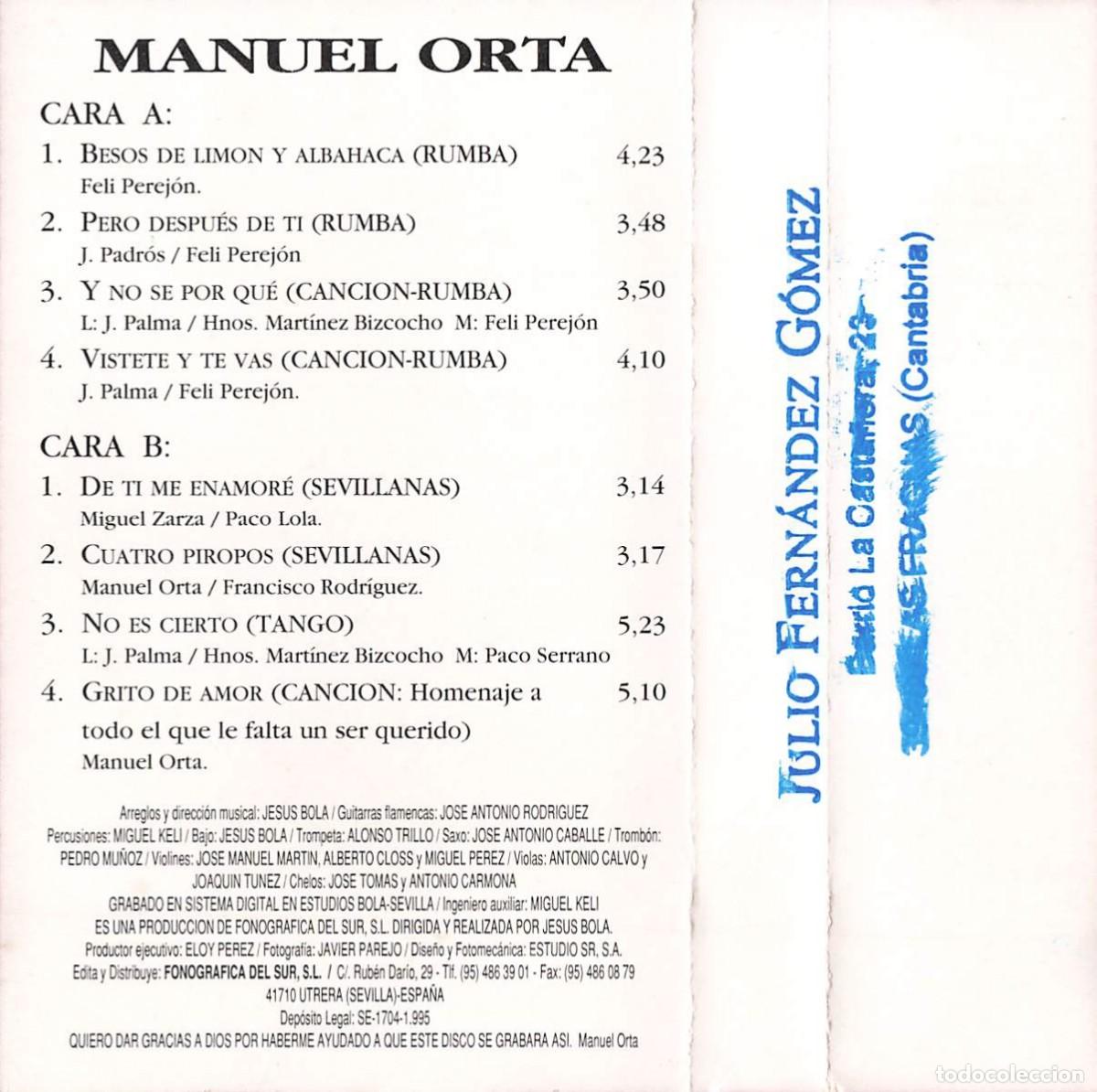Casetes antiguos: Manuel Orta - Grito de Amor (Cassette) - Foto 2