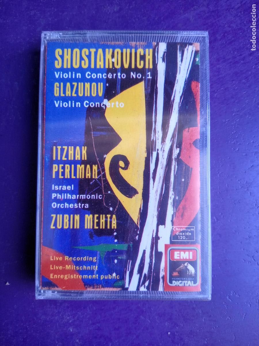 Old Cassettes: Shostakovich / Glazunov, Itzhak Perlman, Israel Filar Orq - Violin - CASETE EMI CROMO 1989 CLASICA