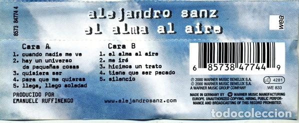 Casetes antiguos: Alejandro Sanz - El alma al aire - Foto 2