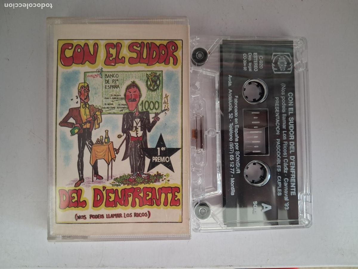 Casetes antiguos: CINTA CASETE CARNAVAL CADIZ CHIRIGOTA CON EL SUDOR DEL D'ENFRENTE (NOS POD&Eacute;IS LLAMAR LOS RICOS)