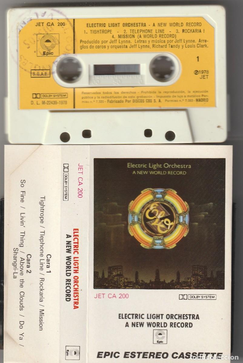 Casetes antiguos: ELECTRIC LIGHT ORCHESTRA - A NEW WORLD RECORD (CASSETTE EPIC 1978 ESPA&Ntilde;A) ELO