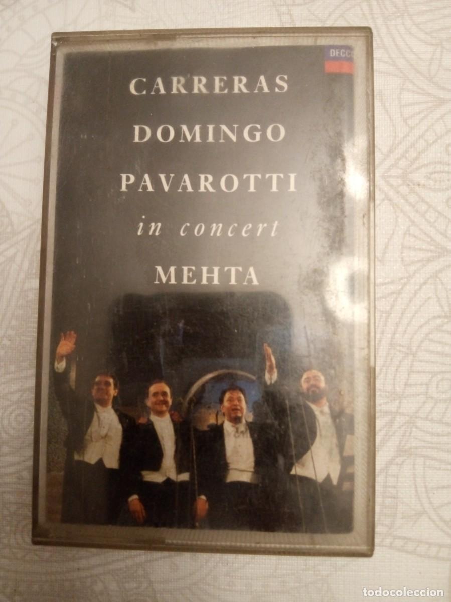 Casetes antiguos: Casete de m&uacute;sica cl&aacute;sica con In Concert de Carreras, Domingo y Pavarotti.