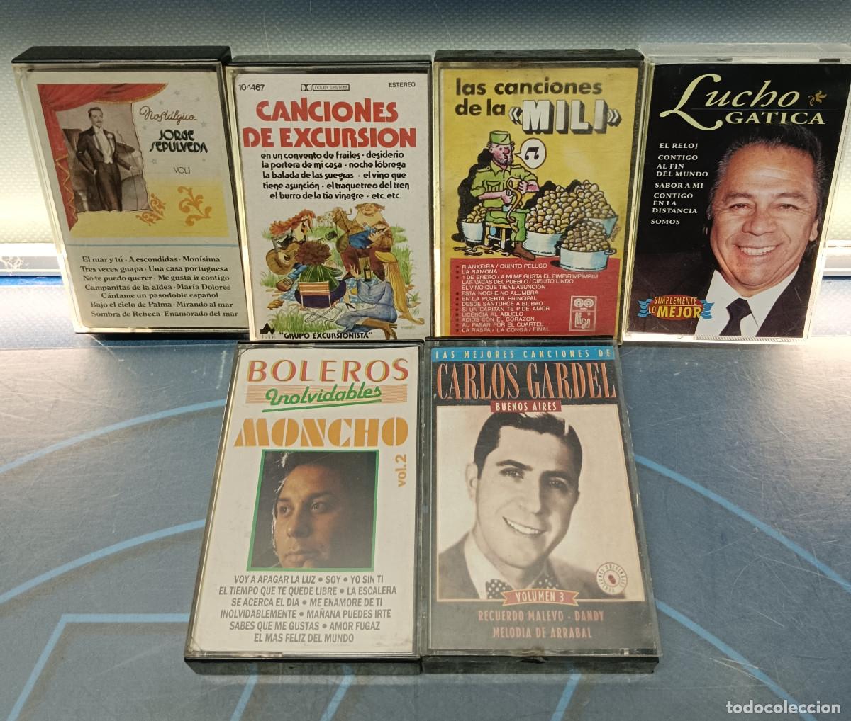 Casetes antiguos: 6 cintas de casete de boleros, tangos y m&aacute;s. Gardel, Gatica, Moncho, Jorge Sep&uacute;lveda
