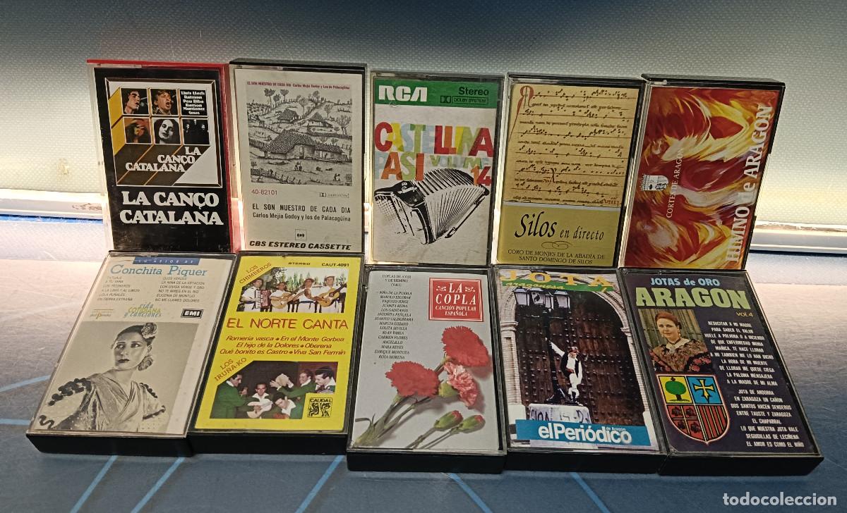 Casetes antiguos: 10 cintas de casete de m&uacute;sica tradicional espa&ntilde;ola. Jota, copla, romer&iacute;a, can&ccedil;o catalana