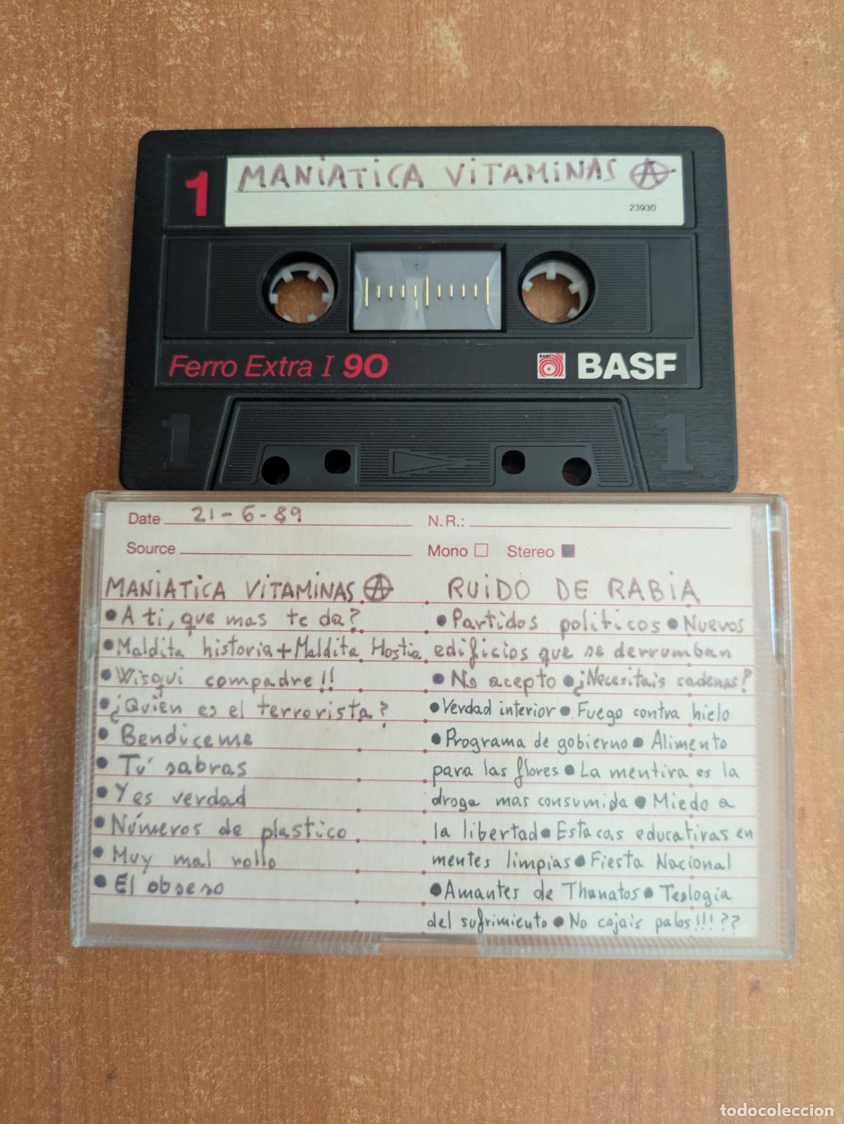 Casetes antiguos: Maniatica Vitamina A. Ruido de rabia. &Uacute;ltimo gobierno. Maquetas y rarezas. A&ntilde;o 1989.