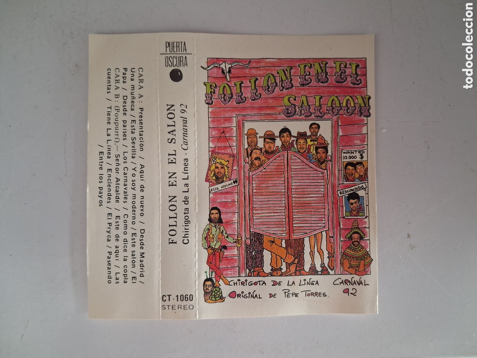 Casetes antiguos: PORTADA CINTA CASETE FOLLON EN EL SALON - CHIRIGOTA DE LA LINEA