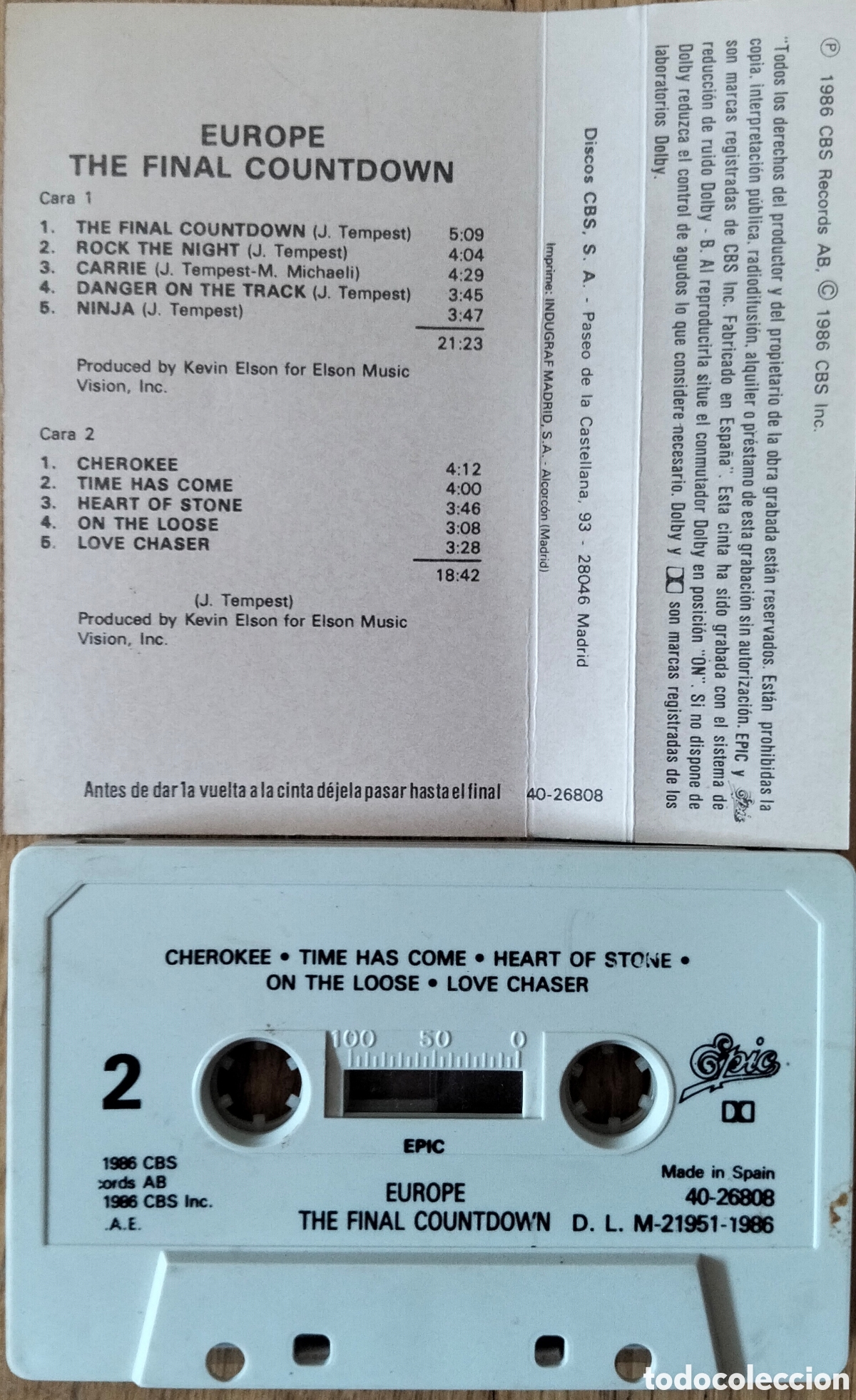 Casetes antiguos: EUROPE &rdquo;THE FINAL COUNTDOWN&rdquo; CASETE - Foto 2