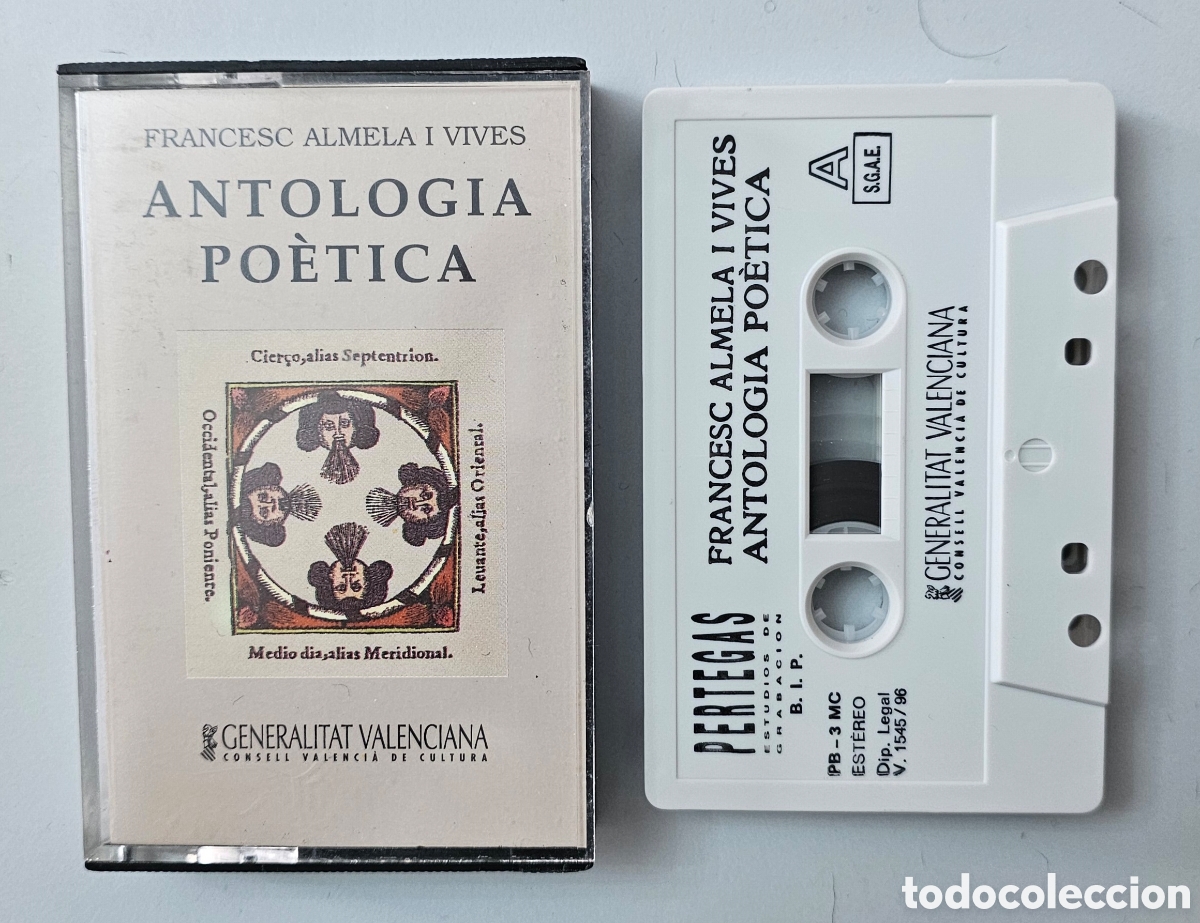 Casetes antiguos: CASSETTE FRANCESC ALMELA I VIVES - Antolog&iacute;a poetica (Espa&ntilde;a - Pertegas - 1996) Generalitat Valencia