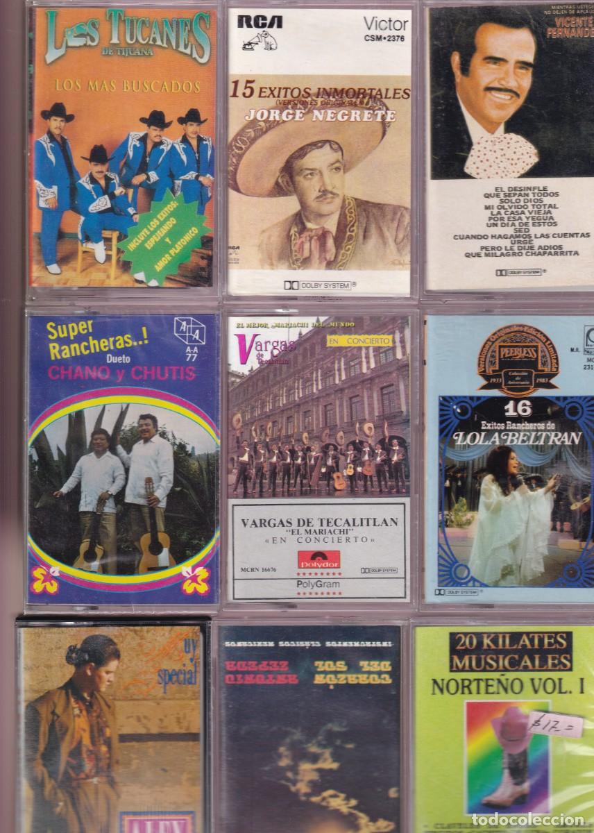 Casetes antiguos: Lote 9 cintas de m&uacute;sica mexicana: Jorge Negrete, Vicente Fern&aacute;ndez, Tucanes, Rancheras, Lola Beltr&aacute;n