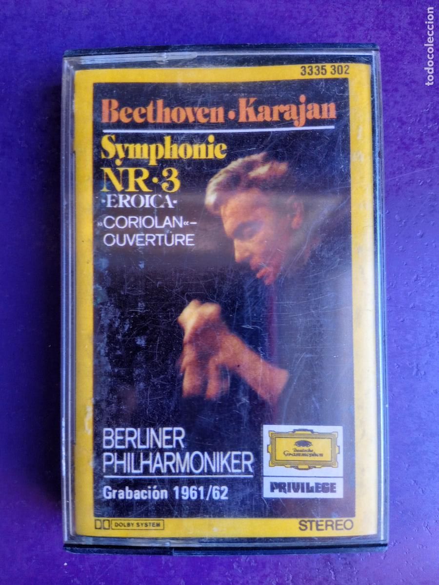 Casetes antiguos: Beethoven - Karajan, FILARM Berlin - SIFONIA N&ordm;3 HEROICA - CASETE DEUTSCHE 1980 ESPA&Ntilde;OLA