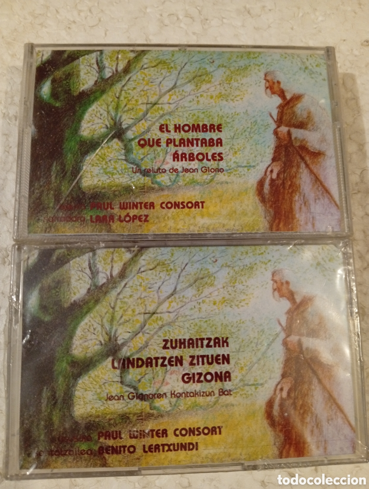 Casetes antiguos: 2 CASSETTES NUEVOS JEAN GIONO EL HOMBRE QUE PLANTABA &Aacute;RBOLES PAUL WINTER CONSORT. ESPA&Ntilde;OL Y EUSKERA.
