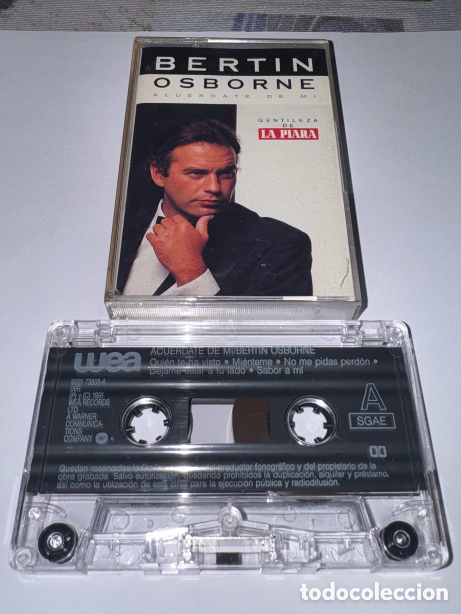 Casetes antiguos: Bert&iacute;n Osborne &ndash; Acu&eacute;rdate de m&iacute; (1990) &ndash; Casete original (Edici&oacute;n promocional La Piara)