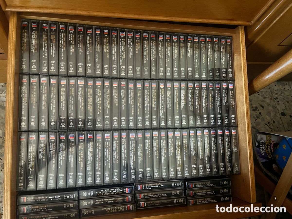 Casetes antiguos: Colecci&oacute;n completa DECCA &ldquo;Historia de la M&uacute;sica Cl&aacute;sica&rdquo; &ndash; 100 casetes numerados &ndash; Excelente estado
