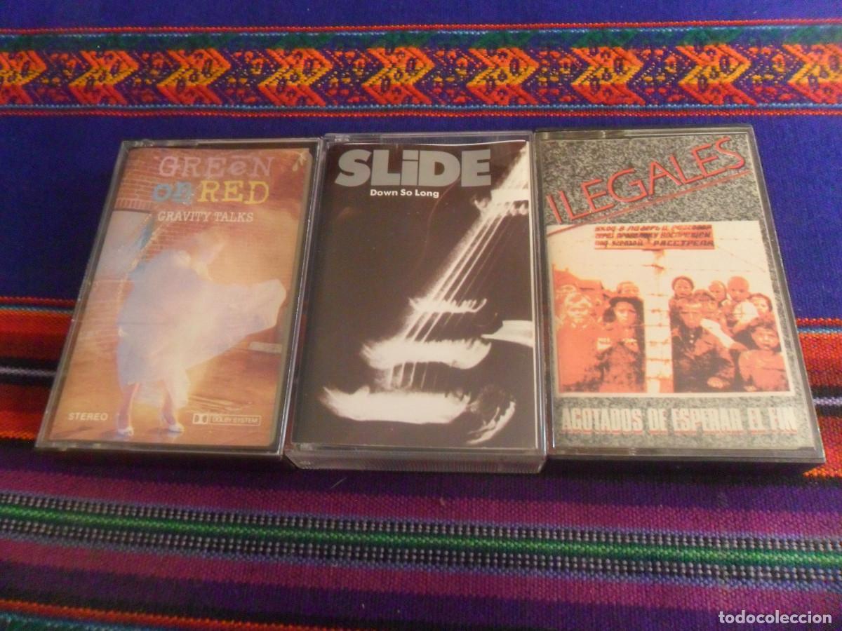 Casetes antiguos: CASSETTE GREEN ON RED GRAVITY TALKS, SLIDE DOWN SO LONG E ILEGALES AGOTADOS DE ESPERAR EL FIN.