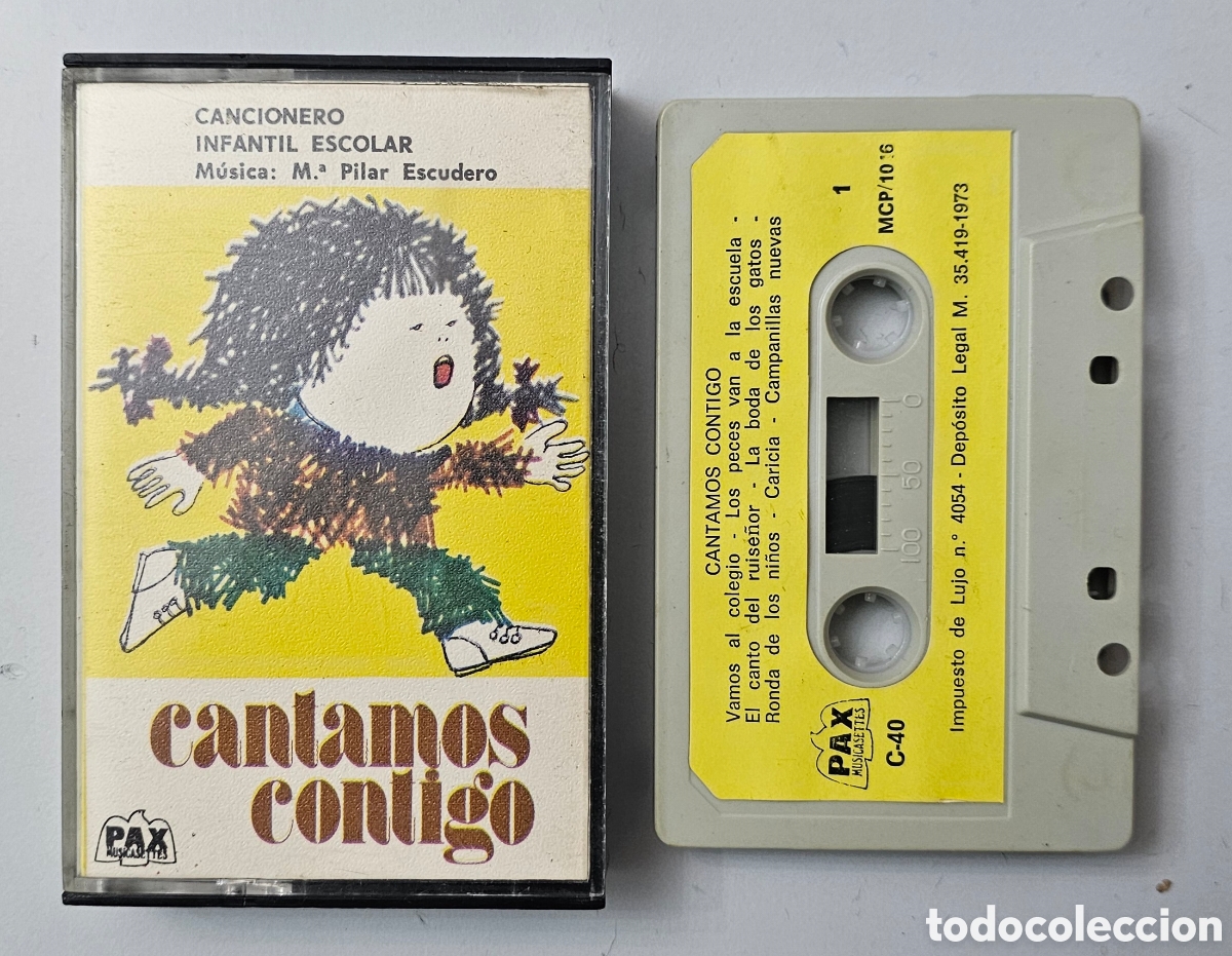 Casetes antiguos: CASSETTE MARIA PILAR ESCUDERO - Cancionero Infantil Escolar: Cantamos contigo (Espa&ntilde;a - Pax - 1973)