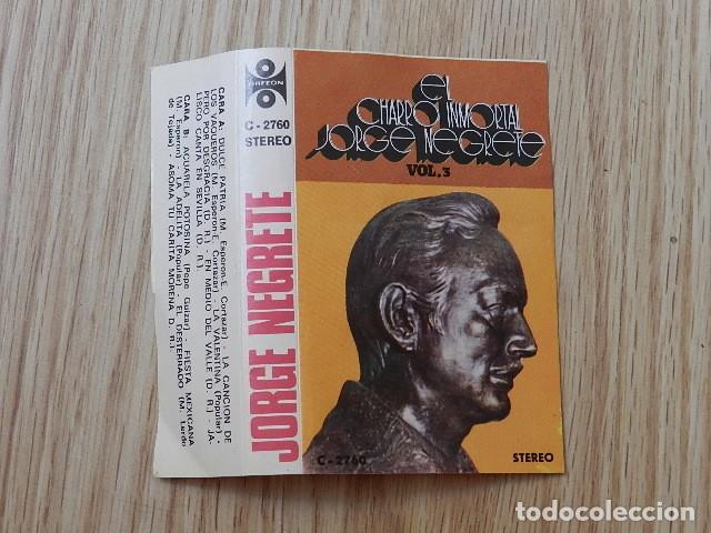 Casetes antiguos: Car&aacute;tula K7 Jorge Negrete El charro inmortal Vol. 3 cassettes moviplay a&ntilde;o 1972