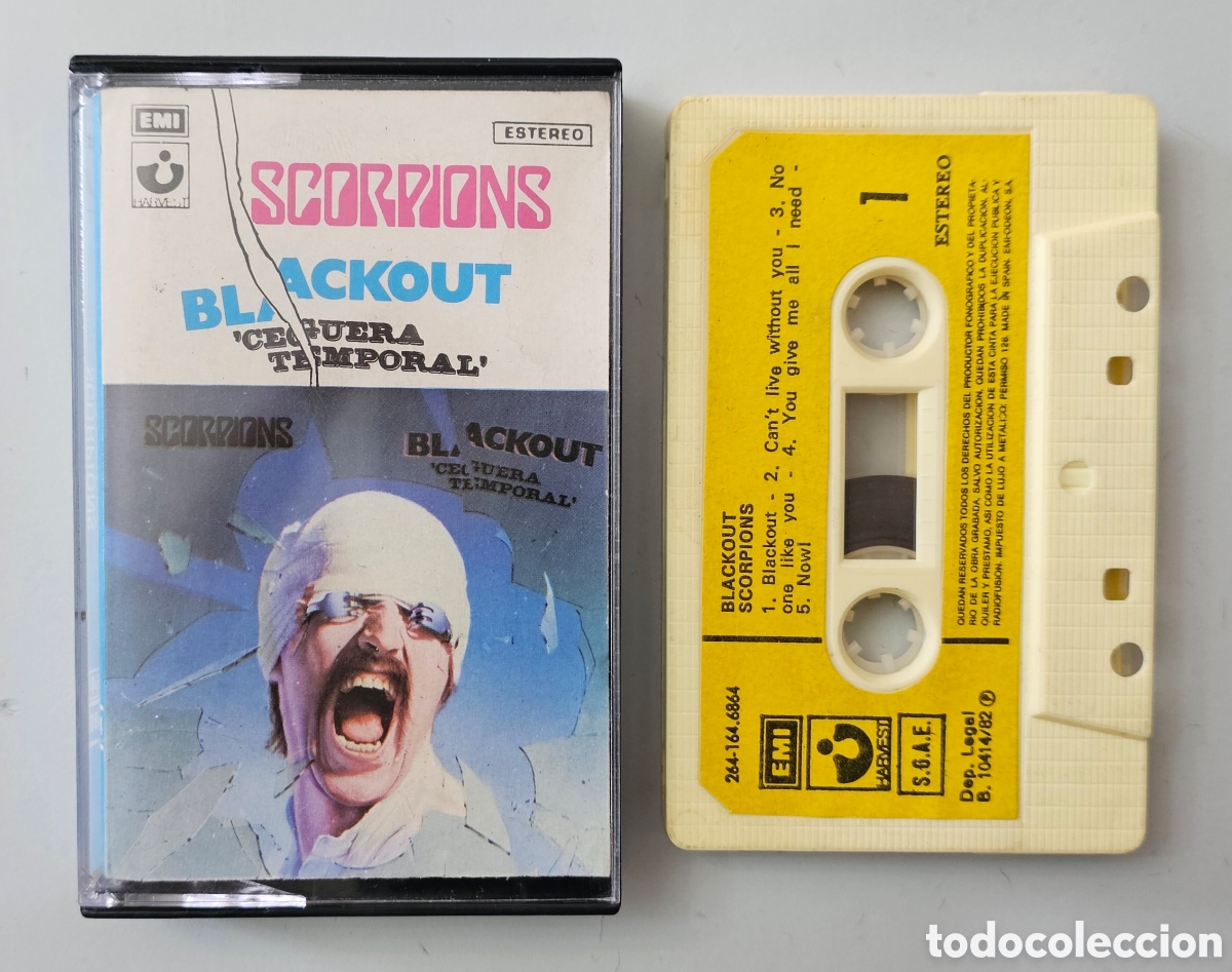 Casetes antiguos: CASSETTE SCORPIONS - Blackout/Ceguera temporal (Espa&ntilde;a - EMI - 1982) HEAVY METAL ALEMAN