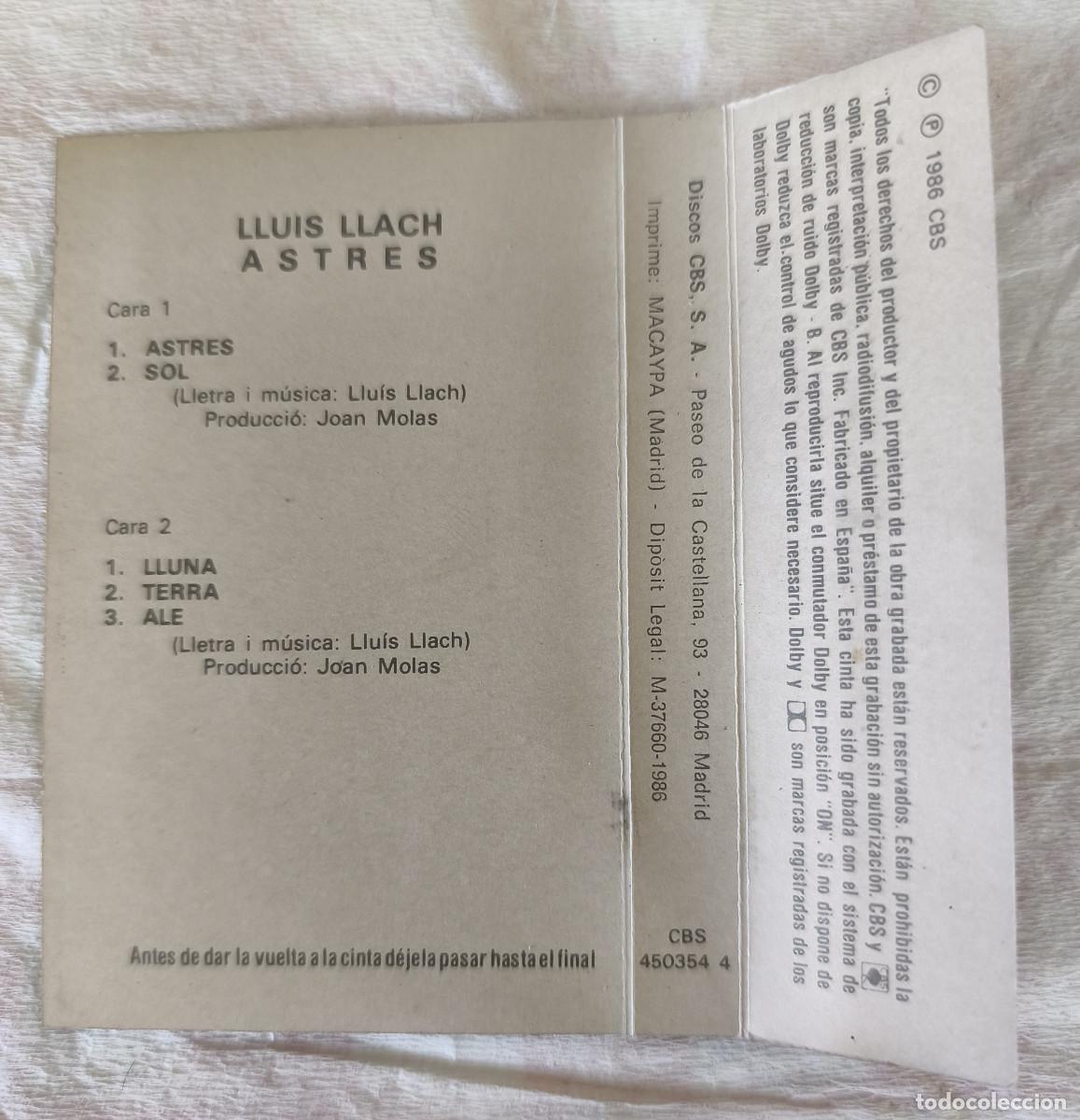 Casetes antiguos: CASETE - LLUIS LLACH - ASTRES - Foto 2